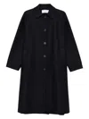Harris Wharf London Navy Blue Button-front Coat In Black