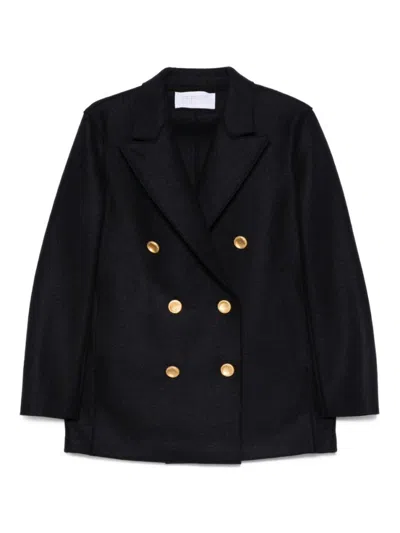 HARRIS WHARF LONDON NAVY BLUE DOUBLE-BREASTED BLAZER