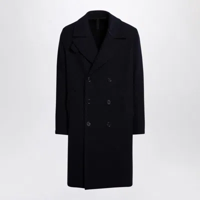 Harris Wharf London Navy Blue Double-breasted Wool Coat