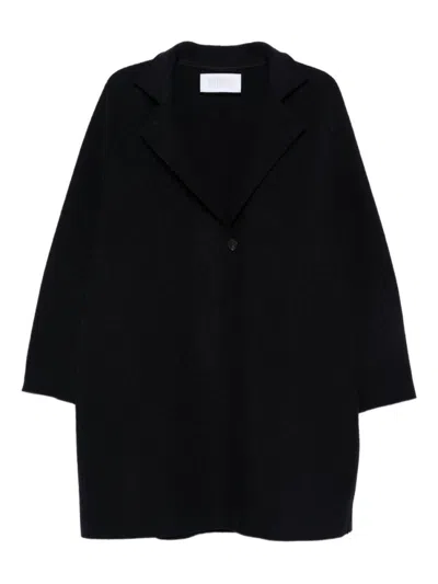 HARRIS WHARF LONDON NAVY BLUE SINGLE-BREASTED COAT