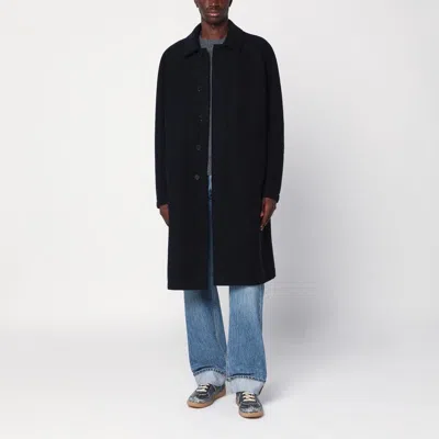 Harris Wharf London Navy Blue Single-breasted Wool Coat Men