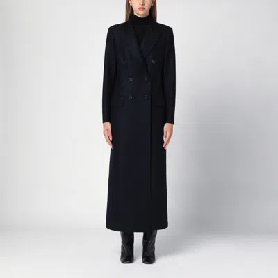 Harris Wharf London Navy Blue Wool Double-breasted Coat