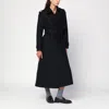 Harris Wharf London Navy Blue Wool Wrap Coat In Black