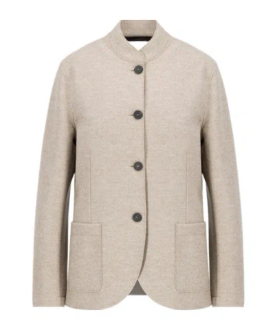 Harris Wharf London Nehru Jacket In Light Pressed Wool In Neutral