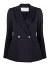Harris Wharf London Black Double-breasted Blazer In Azul