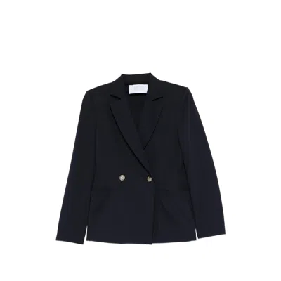 Harris Wharf London Notched-lapel Double-breasted Blazer In Black