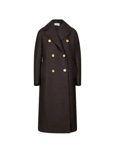 Harris Wharf London Notched-lapel Double-breasted Coat In Brown