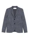 Harris Wharf London Button Check Blazer In Gray