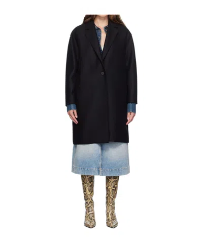 Harris Wharf London Black Oversized Coat In 199 Black