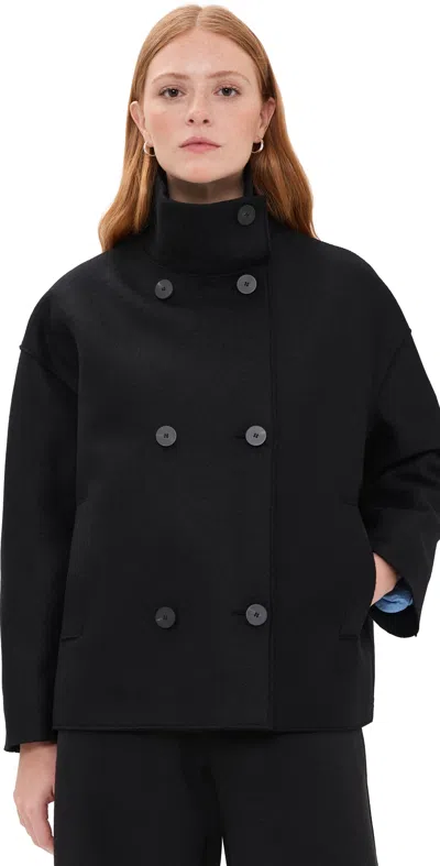 Harris Wharf London Oversized Pressed Wool Funnel Jacket Black In Multi