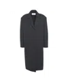 Harris Wharf London Oversized Wool Coat With Herringbone Pattern And Classic Lapel In Black