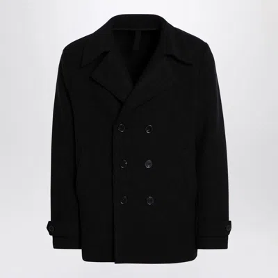 Harris Wharf London Peacoat In Boiled In Black