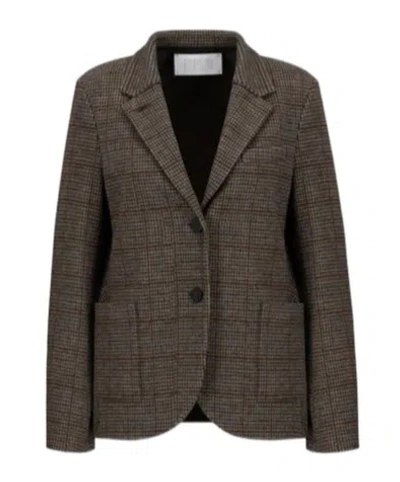 Harris Wharf London Plaid Blazer In Brown