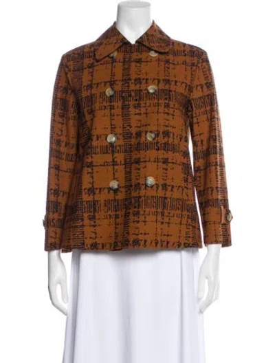 Pre-owned Harris Wharf London Plaid Print Blazer In Brown