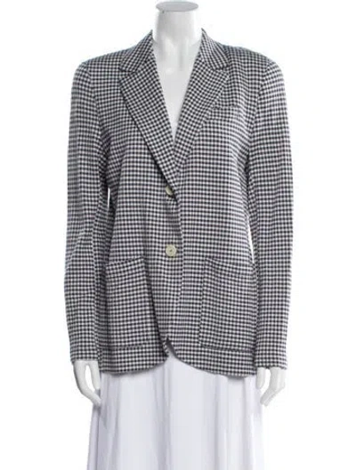 Pre-owned Harris Wharf London Plaid Print Blazer In White