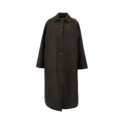 Harris Wharf London Pressed Wool Balmacaan Coat In Brown