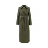 Harris Wharf London Dark Green Wool Coat With Belt In Green