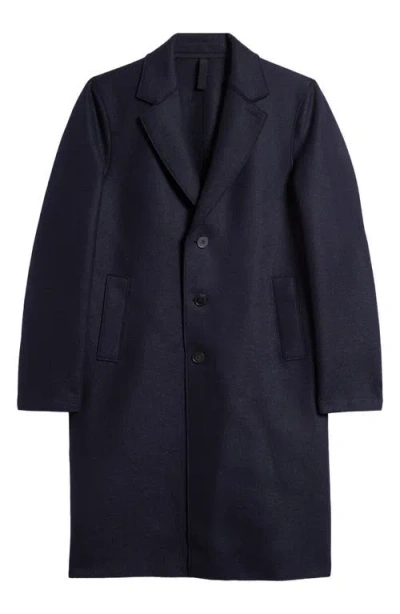 Harris Wharf London Pressed Wool Overcoat In Navy Blue