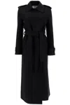 Harris Wharf London Double-stitched Long Trench In Pressed Wool In Black