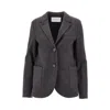 Harris Wharf London Prince Of Wales Loro Piana Fabric Blazer In Gray