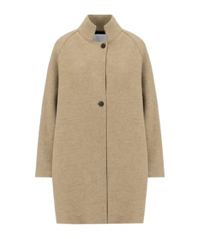 Harris Wharf London Raglan Cape Boiled Wool In Brown