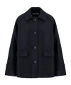 Harris Wharf London Raglan Jacket With Quilted Lining In Blue