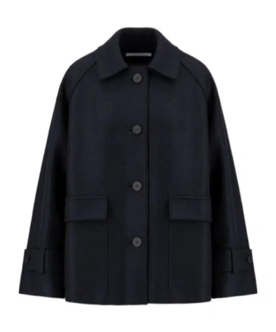 Harris Wharf London Raglan Jacket With Quilted Lining In Blue