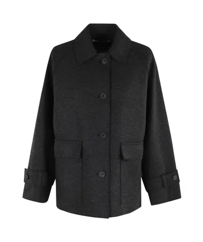 Harris Wharf London Raglan Jacket With Quuilted Lining In Black