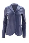 Harris Wharf London Raw Edge Detail Blazer In Blue Cotton In Blue
