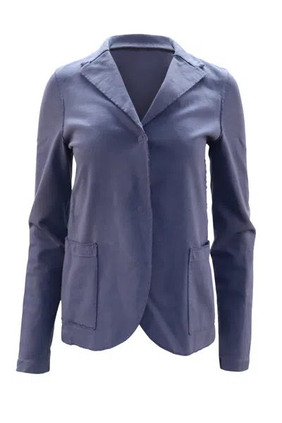 Harris Wharf London Raw Edge Detail Blazer In Blue Cotton
