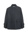 Harris Wharf London Relaxed Boxy Wool Jacket With Adjustable Cuffs In Blue