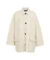 Harris Wharf London Relaxed Fit Oversized Coat With Classic Collar And Distinctive Closure In Neutral