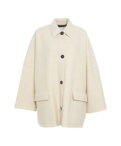 Harris Wharf London Relaxed Fit Oversized Coat With Classic Collar And Distinctive Closure In Neutral