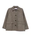 Harris Wharf London Herringbone-pattern Flap-pocket Jacket In Cream And Brown