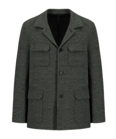 Harris Wharf London Safari Jacket Hopsack Crafted With Loro Piana Fabric In Green