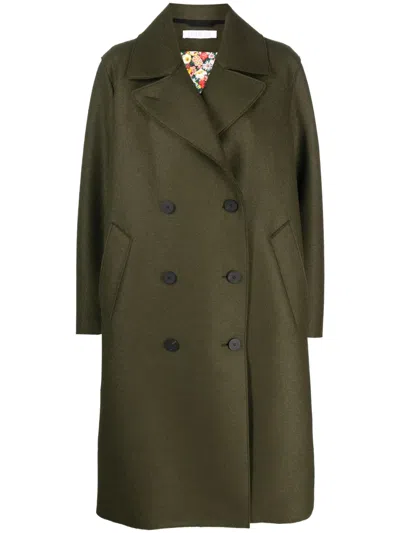 Harris Wharf London Sailor Double-breasted Virgin Wool Coat In Green