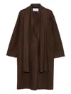 Harris Wharf London Scarf Button-fastening Coat In Brown