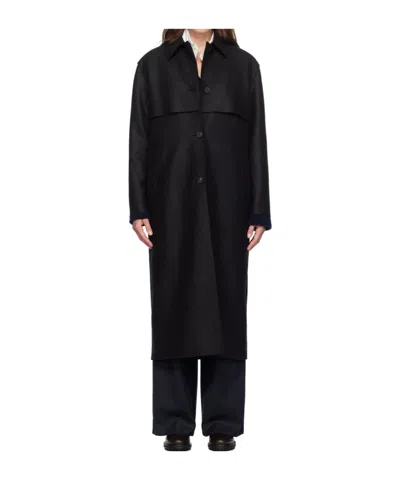 Harris Wharf London Shield Long Coat In Black