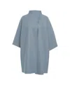 Harris Wharf London Short Blue Kimono With High Collar And Wide Sleeves In Blue