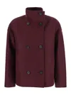 Harris Wharf London High-neck Double-breasted Coat In Burgundy