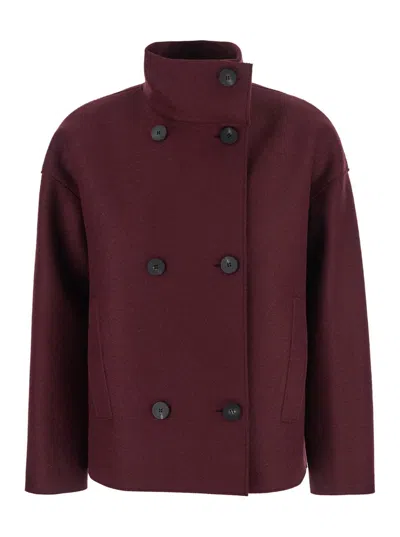 Harris Wharf London Short Coat In Burgundy