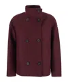 Harris Wharf London High-neck Double-breasted Coat In Burgundy