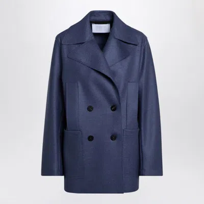 Harris Wharf London Short Double-breasted Coat In Blue