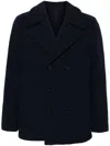 Harris Wharf London Short Double-breasted Wool Blend Coat In Blue