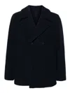 Harris Wharf London Short Double-breasted Wool Blend Coat In Blue