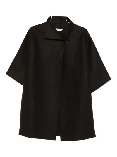 Harris Wharf London Short-sleeve Collared Coat In Brown