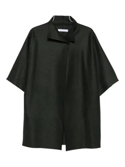 Harris Wharf London Short-sleeve Collared Coat In Green