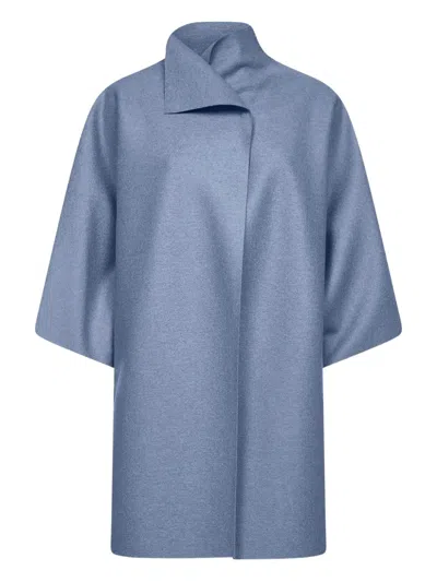 Harris Wharf London Short-sleeve Lapel Coat In Blue
