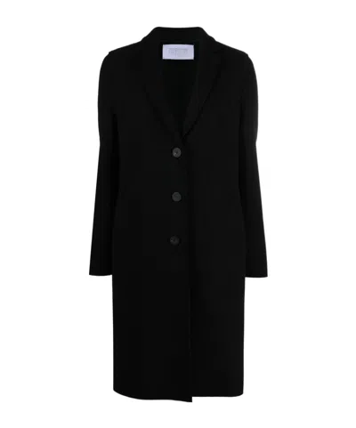Harris Wharf London Single-breasted Boiled Wool Coat In Black