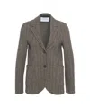 Harris Wharf London Single-breasted Houndstooth Blazer With Notched Lapels And Patch Pockets In Gray